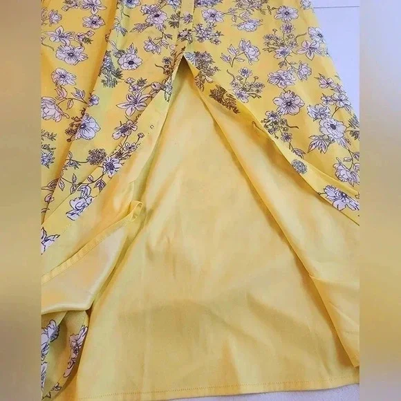 Gianni Bini Aida Floral  Print Off Shoulder Dress Yellow / Ivory Size L NWT - Picture 13 of 15